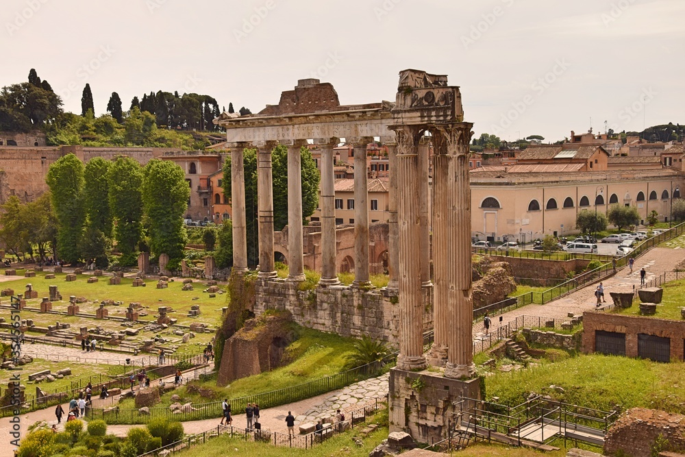 view of the roman forum in rome italy