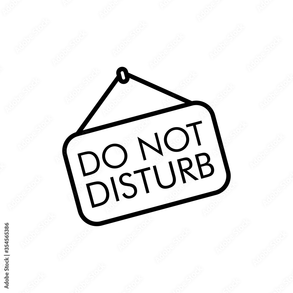 Icono plano lineal letrero colgar con palabra DO NOT DISTURB en color negro