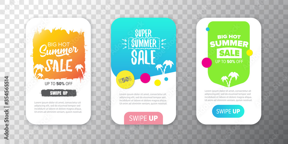 Obraz premium Modern liquid mobile sale banners set . Hot Sale banner design template , Super sale special offer web horizontal banners collection.