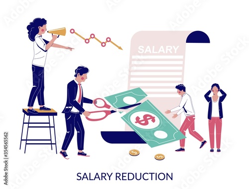 Salary reduction, vector flat style design illustration