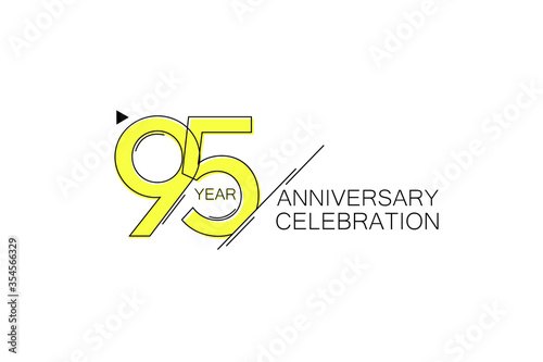 95 year Anniversary comical look, simple line art, Sleek and Clean Design - Vector