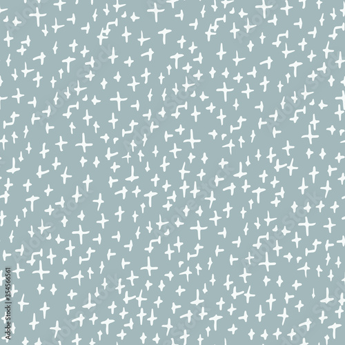 Vector seamless pattern. Abstract background with white crosses on gray background. Trendy monochrome texture with pluses or crosses Graphic design for ceramic tile wallpapers, textile, wrapping gifts