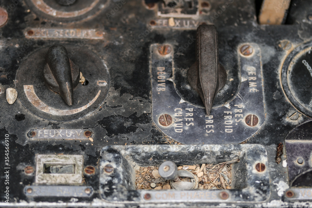 Military urbex of a lockheed plane P-2 forget inside an abandoned military base.