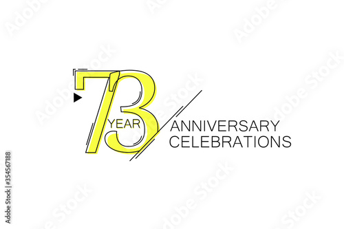 73 year Anniversary comical look, simple line art, Sleek and Clean Design - Vector
