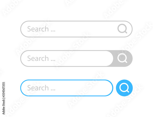 Search bar vector design element. Set of search bar boxes. UI interface template isolated on white background.