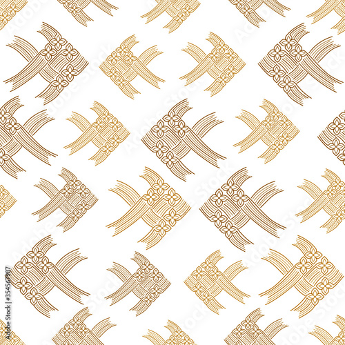 Abstract thai carp fish weave or japanese origami style, vector illustration background, Seamless pattern for fabric printing, wallpaper, gift wrapping paper