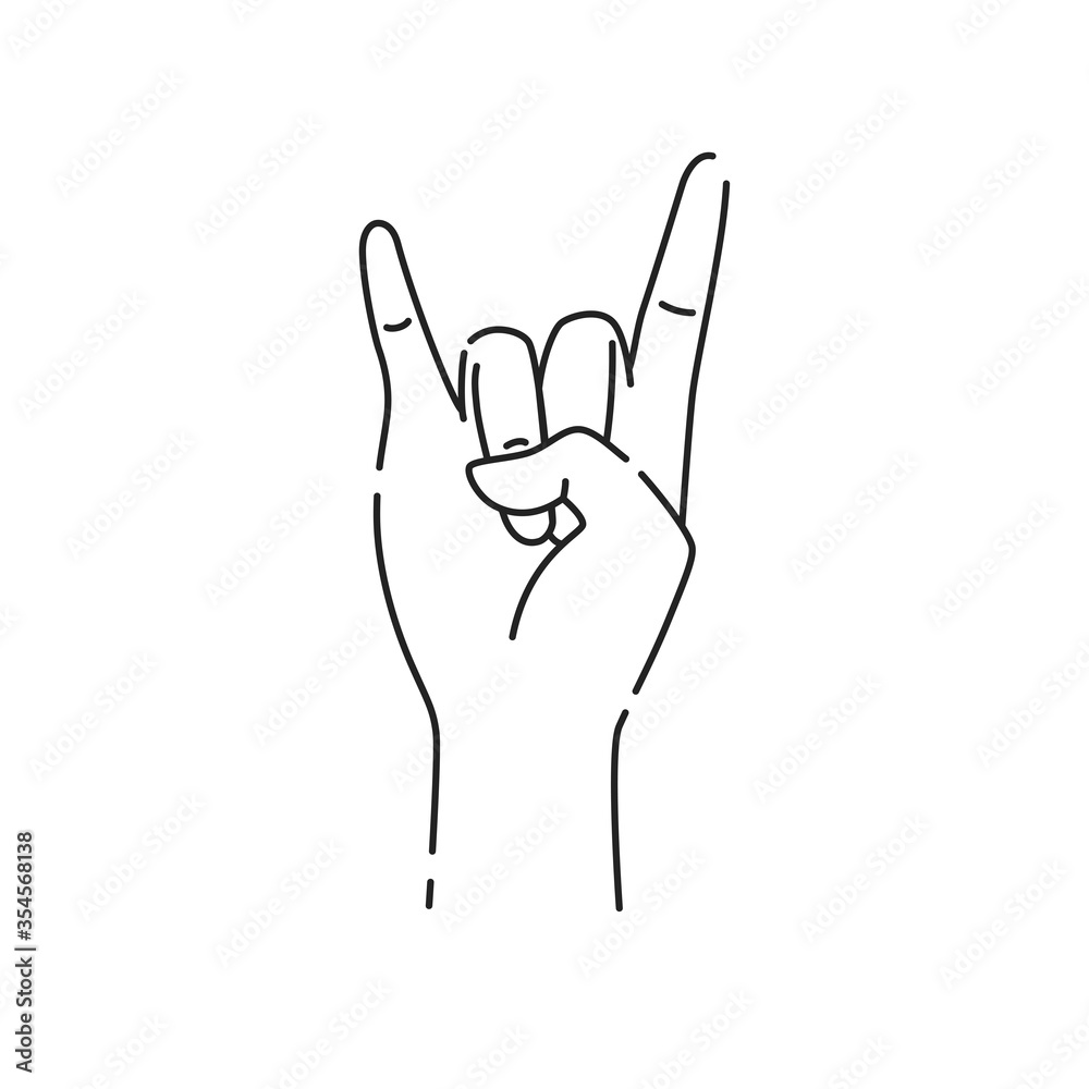 Hand showing coolness black line icon. Heavy metal hand gesture. Pictogram for web page, mobile app, promo. UI UX GUI design element. Editable stroke. Hand showing coolness black line icon. Heavy metal hand gesture. Pictogram for web page, mobile app, promo. UI UX GUI design element. Editable stroke.