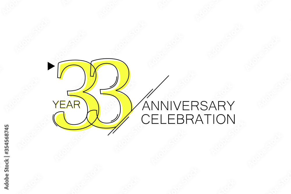 33 year Anniversary comical look, simple line art, Sleek and Clean Design - Vector 33 year Anniversary comical look, simple line art, Sleek and Clean Design - Vector