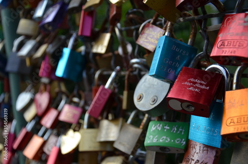 Locks in the Drahtbrucke, Kassel (Germany)