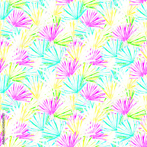 Seamless exotic pattern with sun palms leaves