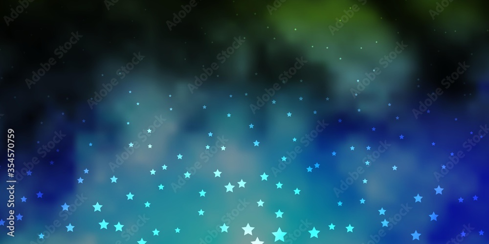 Obraz premium Dark Blue, Green vector layout with bright stars. Blur decorative design in simple style with stars. Pattern for new year ad, booklets.