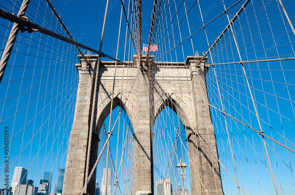 Fototapeta premium New York City, United States - January 2, 2020: Brooklyn bridge, New York City. USA.
