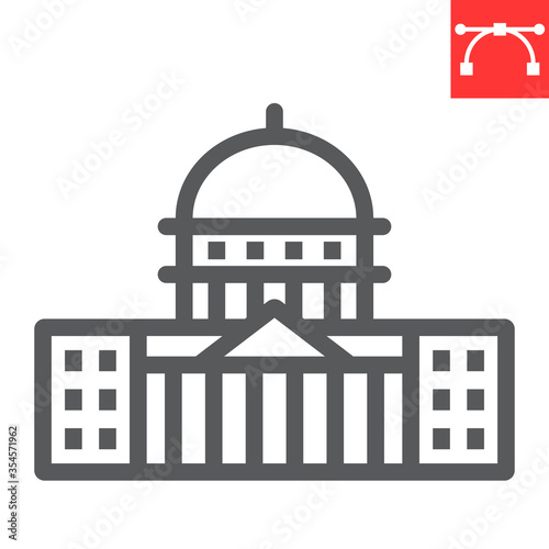 Capitol Building line icon, USA and congress, washington capitol sign vector graphics, editable stroke linear icon, eps 10.