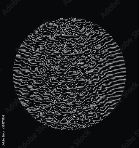 Circle with wavy texture, minimal logo or abstract illustration. Parametric Generative glitch art and data visualization.