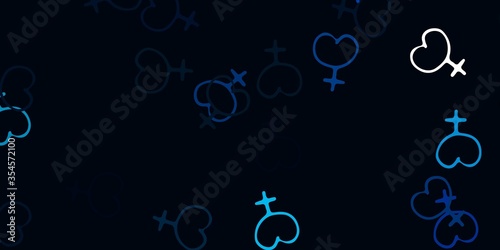 Light BLUE vector backdrop with woman's power symbols.