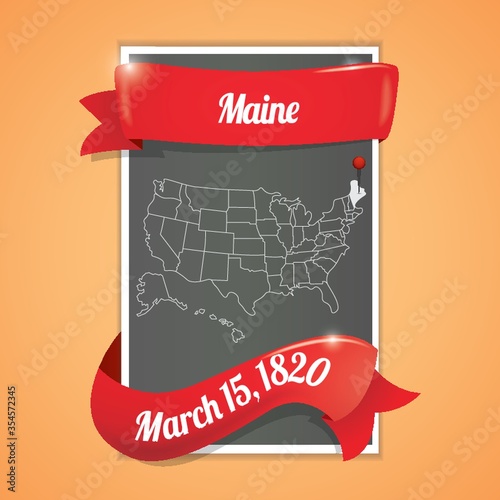 Maine state map poster