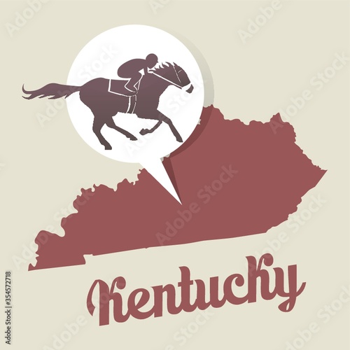 Fototapeta Kentucky map with kentucky derby icon