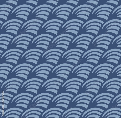 Japanese Curve Line Wave Vector Seamless Pattern