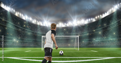 soccer stadium - a player ready for penalty photo