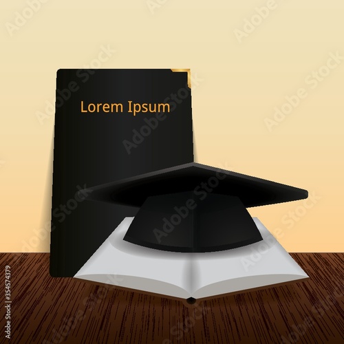 Mortarboard with book