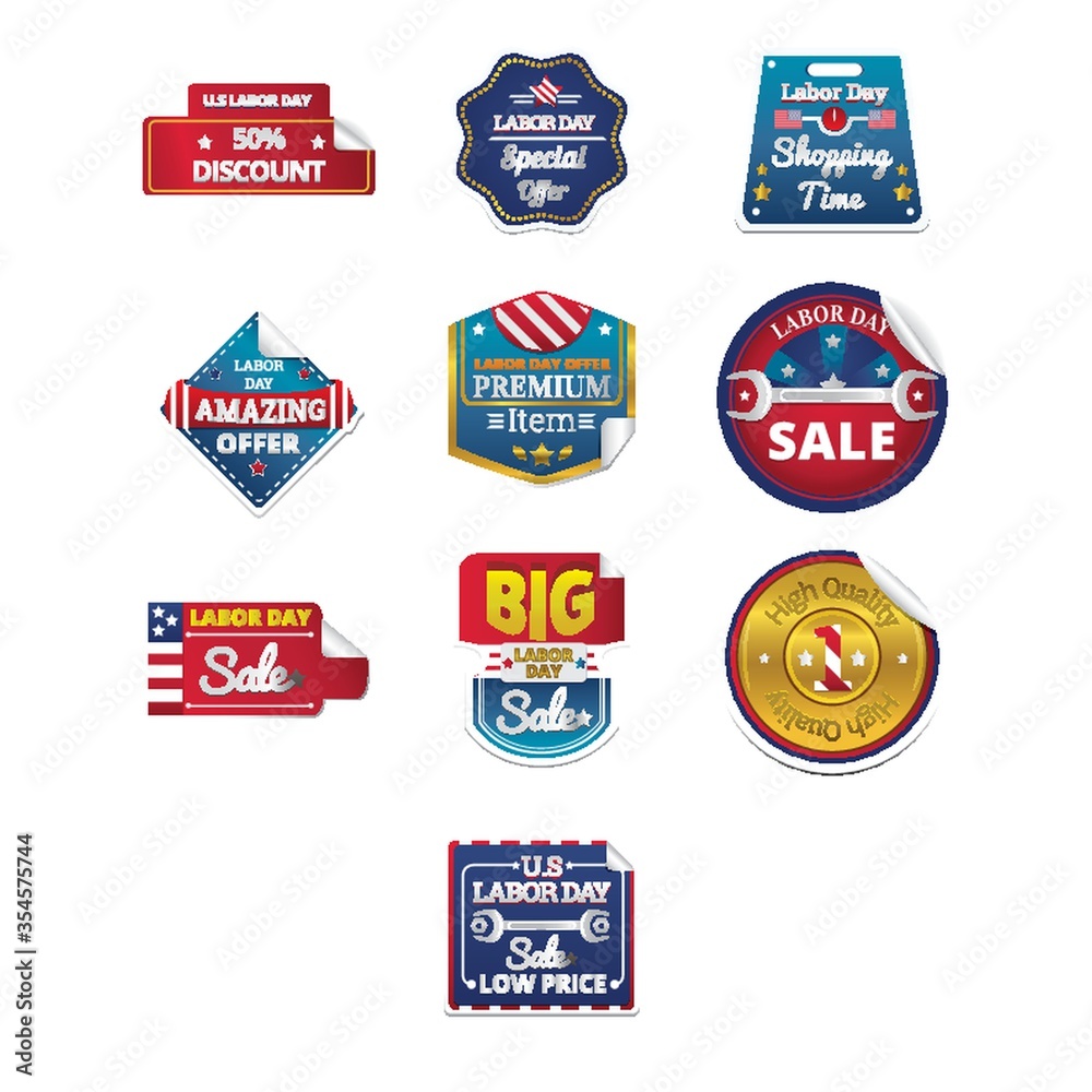 Collection of labor day sale sticker