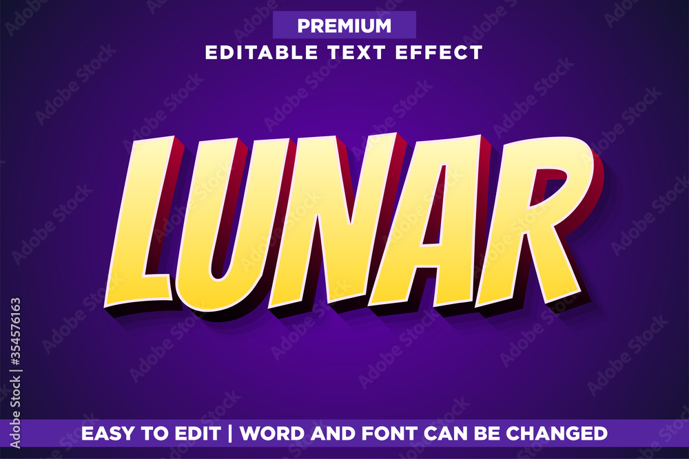 Obraz premium Lunar Cartoon Style Editable Text Effect