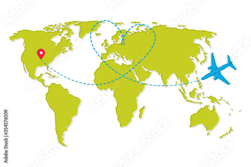 Planes. line of the plane. Airplane flight path with dash line and dash line trace. Vector Illustration