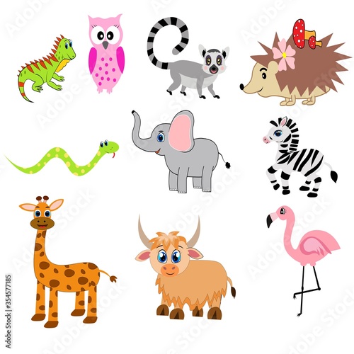 Cute animals set illustration  vector collection  farm animals sea animals wild animals 