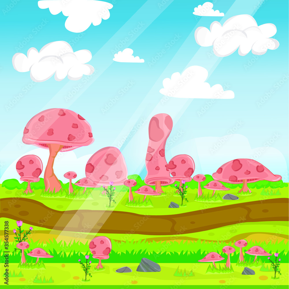 Fototapeta premium mushroom garden landscape