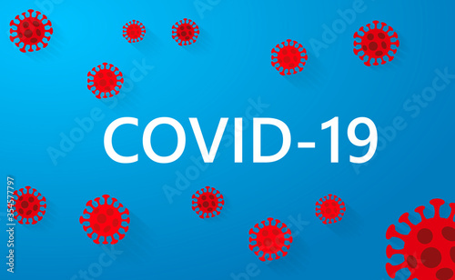 COVID-19 Novel coronavirus on blue background. Corona Virus disease 2019-nCoV Pandemic Protection Concept