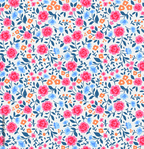 Wallpaper Mural Cute floral pattern in the small flower. Ditsy print. Seamless vector texture. Elegant template for fashion prints. Printing with small rose-colored flowers. White background. Torontodigital.ca