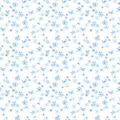 Acrylglasbilder Blau-weiße Muster Zarte Blaue Blümchen auf Weiß  © ann_and_pen