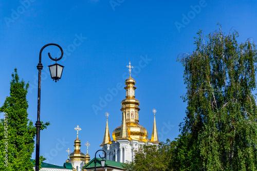 Ukraine, Kyiv - May 7, 2019: Christian church with golden domes