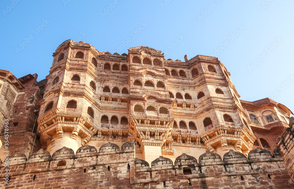 Mehrangarh Fort UNESCO World heritage site landmark in Jodhpur blue city Rajasthan India