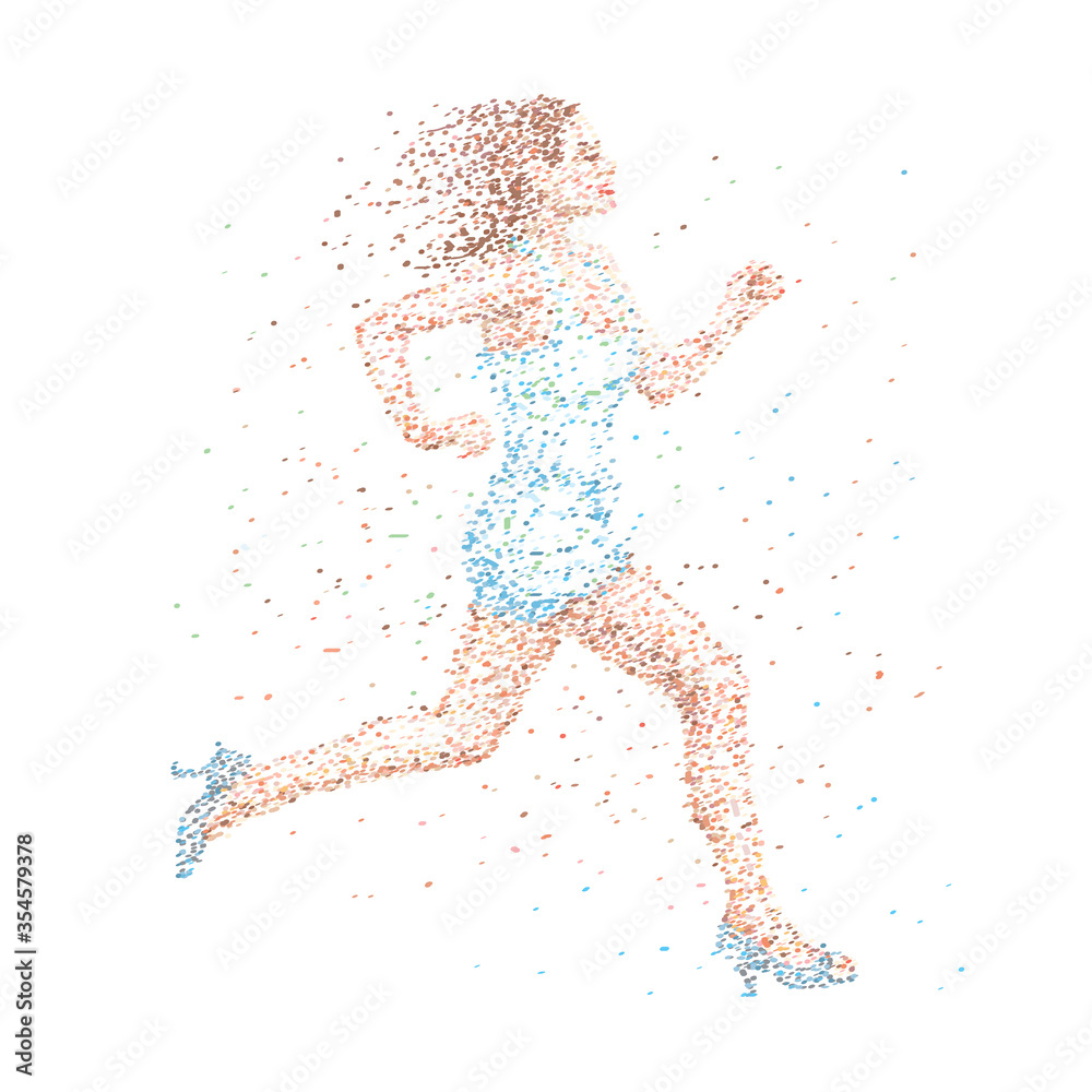 vector run girl pointillism vector run girl pointillism