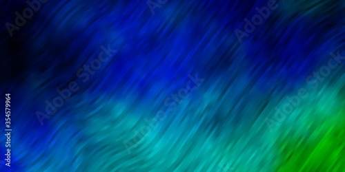 Light Blue, Green vector background with bent lines. Colorful abstract illustration with gradient curves. Best design for your posters, banners.