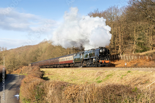 ex-SR Bullied Light Pacific No. 34027 'Taw Valley' passes Northwood Lane heading towards Bewdley with the 12:10 ex-Bridgnorth service on Friday 3rd January 2020