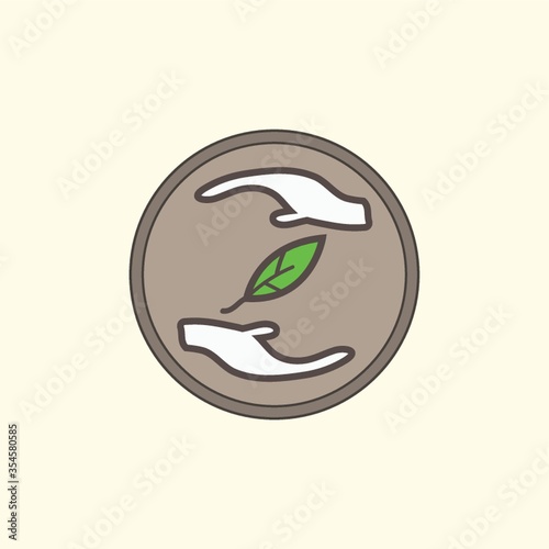 Hands protecting leaf