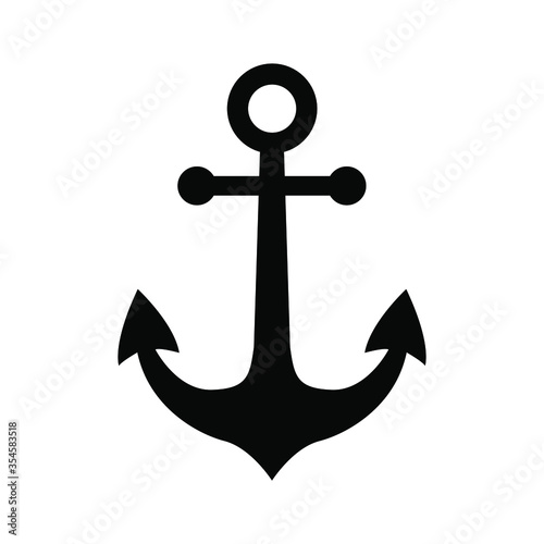 Black silhouette of a classic anchor with a ring at the top and two flukes at the bottom, isolated on a white background.