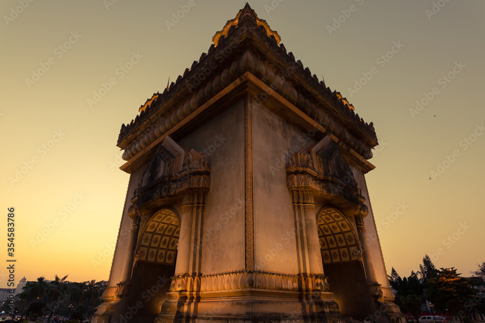 Patuxai Gate of Triumph in Night Light, Vientiane, Laos, Patuxai is a war monument in the center of Vientiane. Patuxai Gate of Triumph in Night Light, Vientiane, Laos, Patuxai is a war monument in the center of Vientiane.