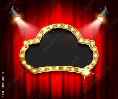 Theater sign on curtain
