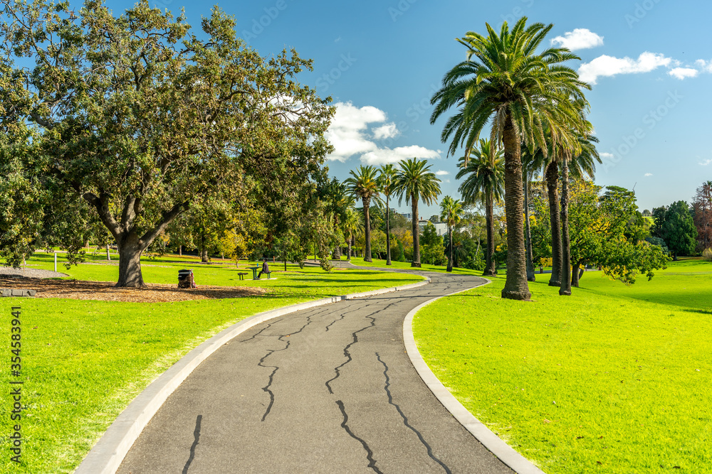 Walking path through the Footscray park, Melbourne, Australia