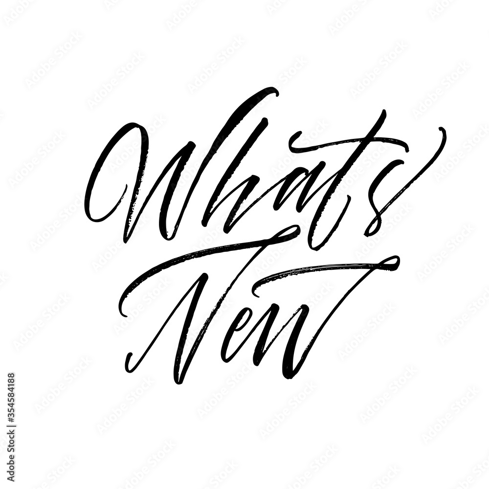 What's new card. Modern vector brush calligraphy. Ink illustration with hand-drawn lettering. What's new card. Modern vector brush calligraphy. Ink illustration with hand-drawn lettering.