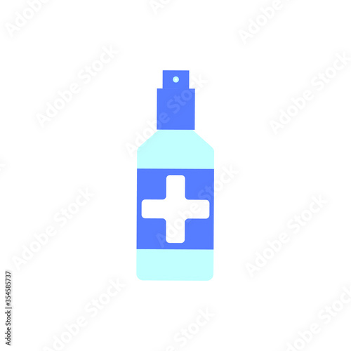 Antiseptic in a bottle with a spray. Vector illustration, flat cartoon design.