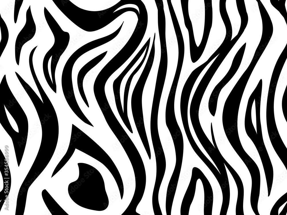 Zebra skin print. Vector seamless pattern. Black stripes and spots on a white background. Fashion trendy stylish fabric. White Tiger Leather - Wrap Decor cover