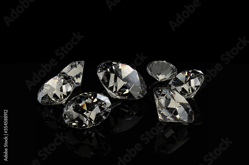 Diamonds, Jewelry, Gemstones, Isolated on Black Background