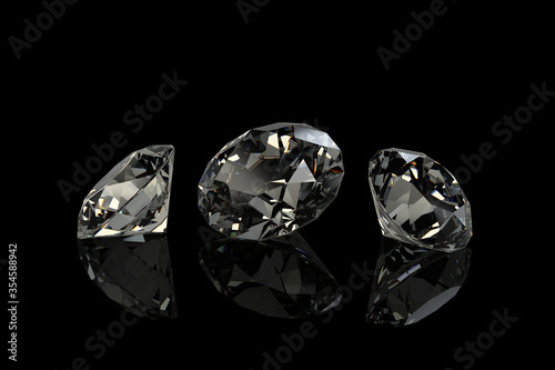 Diamonds  Jewelry  Gemstones  Isolated on Black Background