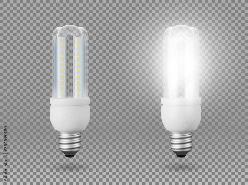 Isolated energy saving light bulb, vector object on a transparent background, the effect of light and glow. Realistic 3d object, symbol of creativity and ideas. Concept for business or startup. Isolated energy saving light bulb, vector object on a transparent background, the effect of light and glow. Realistic 3d object, symbol of creativity and ideas. Concept for business or startup.