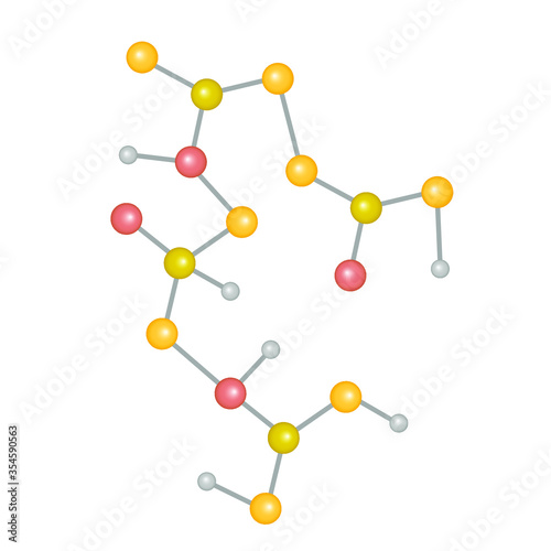 Scheme biostructure of the substance. Concept: designation of molecular-atomic bonds of substances that are part of something, scientific justification, biological structure. Vector illustration, eps 