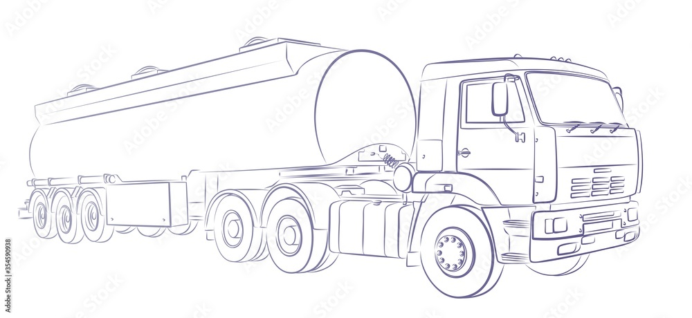 Sketch of a big old fuel truck.
